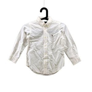 NWT Ralph Lauren Boys Size 5 Ivory/White Pony Logo Button Up Shirt Long Sleeve